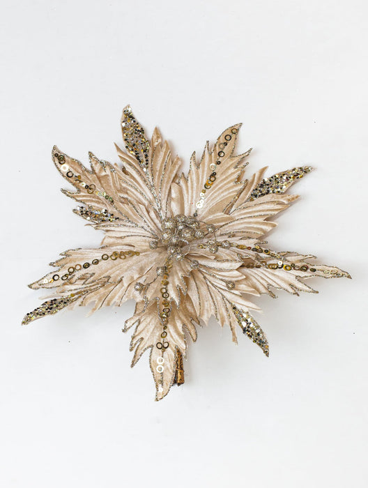12" Glitter Poinsettia Clip