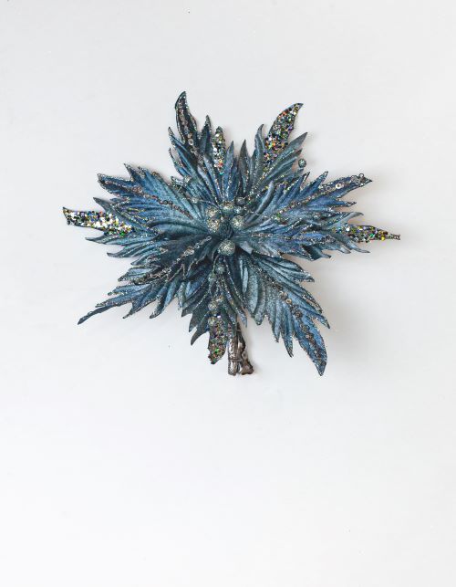 12" Glitter Poinsettia Clip