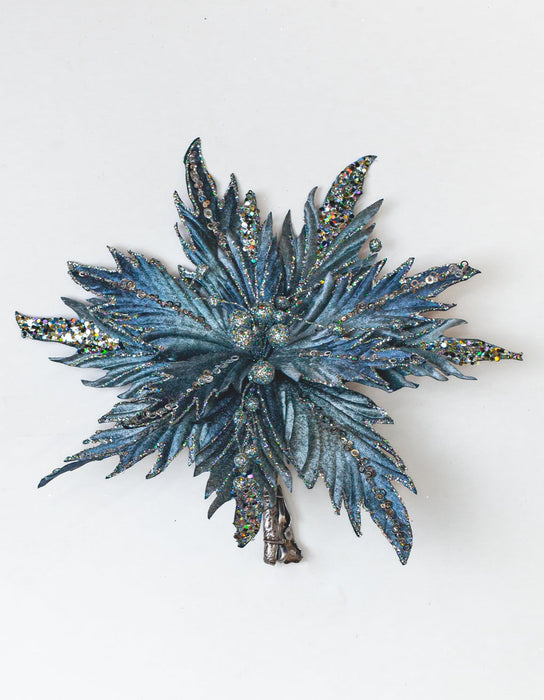 12" Glitter Poinsettia Clip