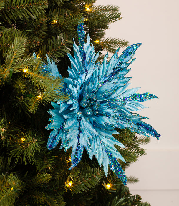 12" Glitter Poinsettia Clip