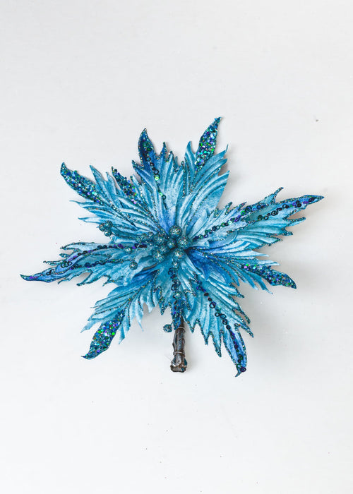 12" Glitter Poinsettia Clip