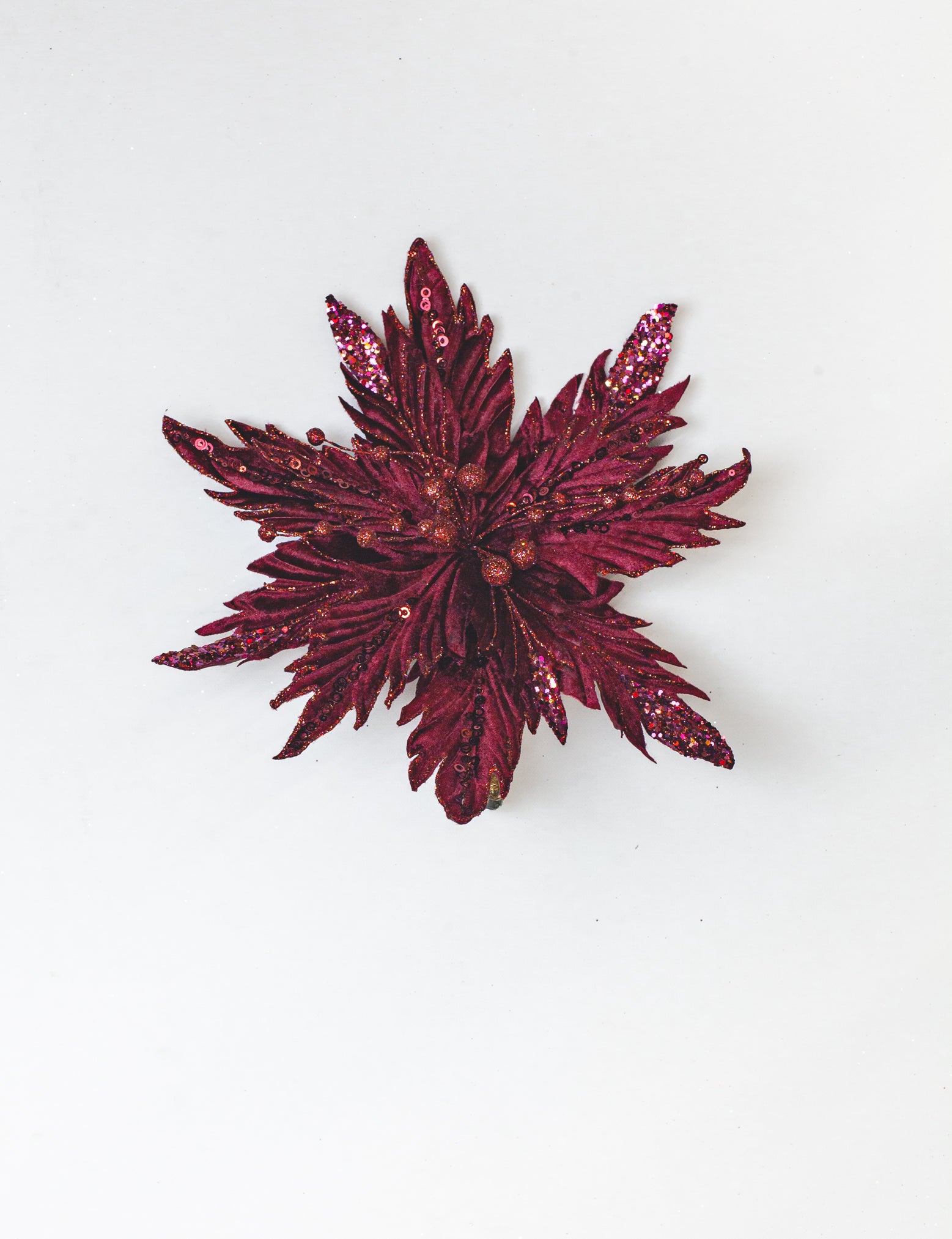 12" Glitter Poinsettia Clip