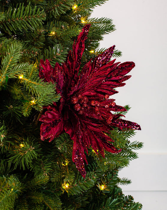 12" Glitter Poinsettia Clip