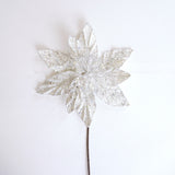 14" White Silver Poinsettia Stem
