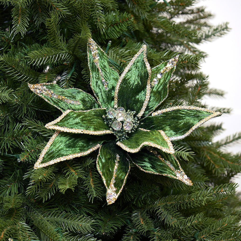 14" Green Poinsettia Stem