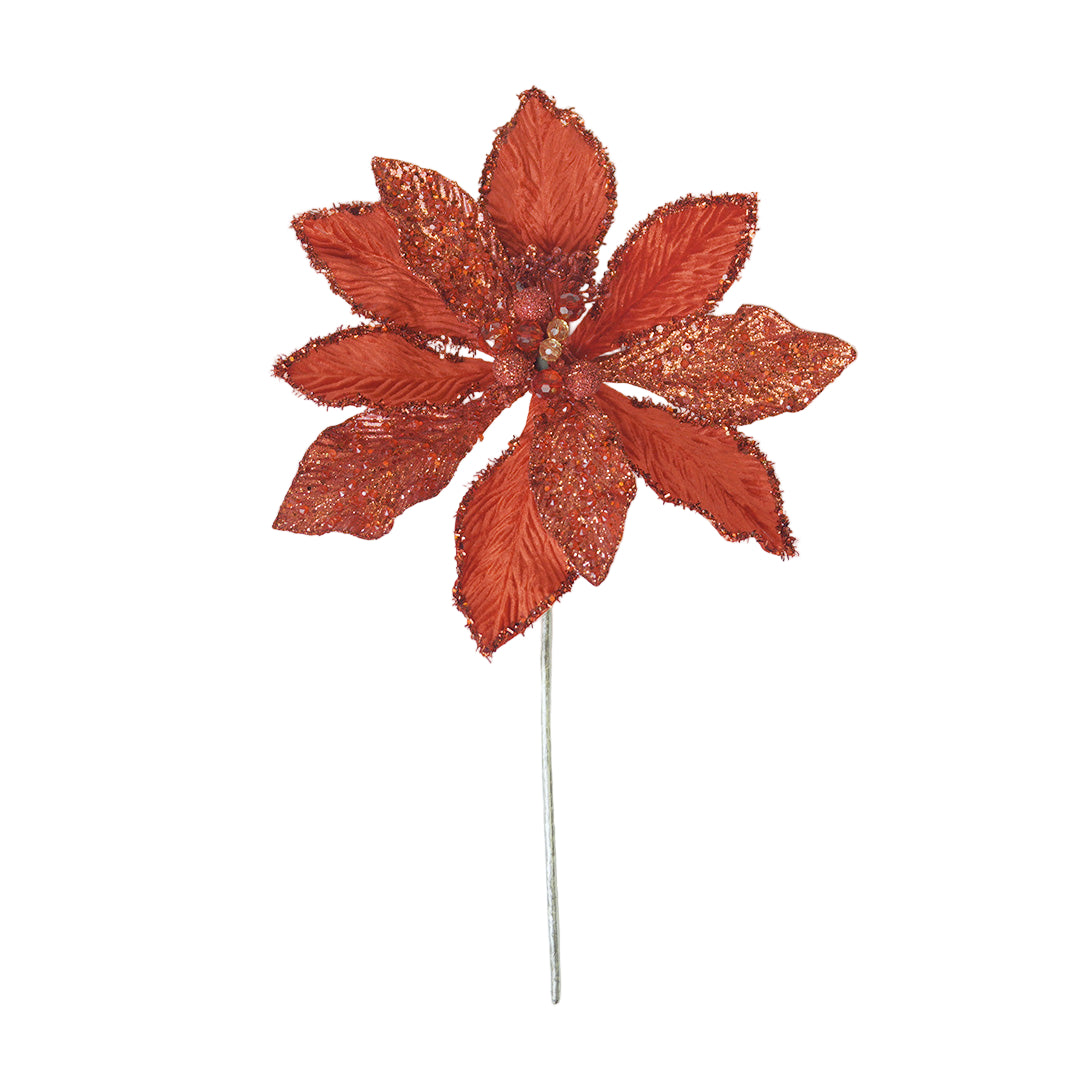 15" Red Poinsettia Stem