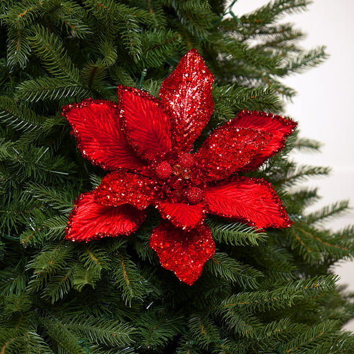 15" Red Poinsettia Stem