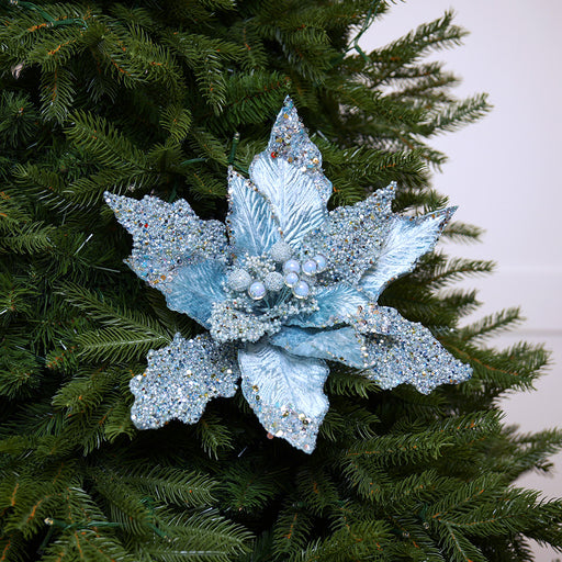 23" Blue Poinsettia Stem