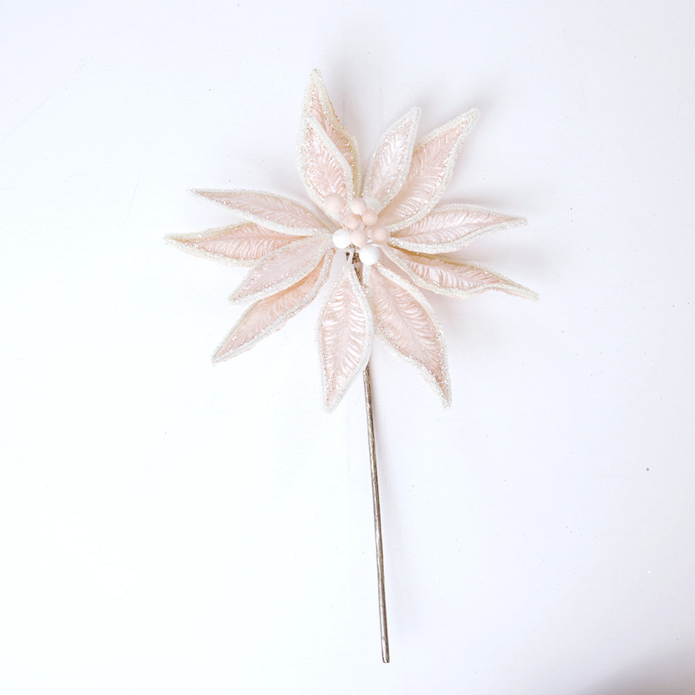 17" Pink Poinsettia Stem