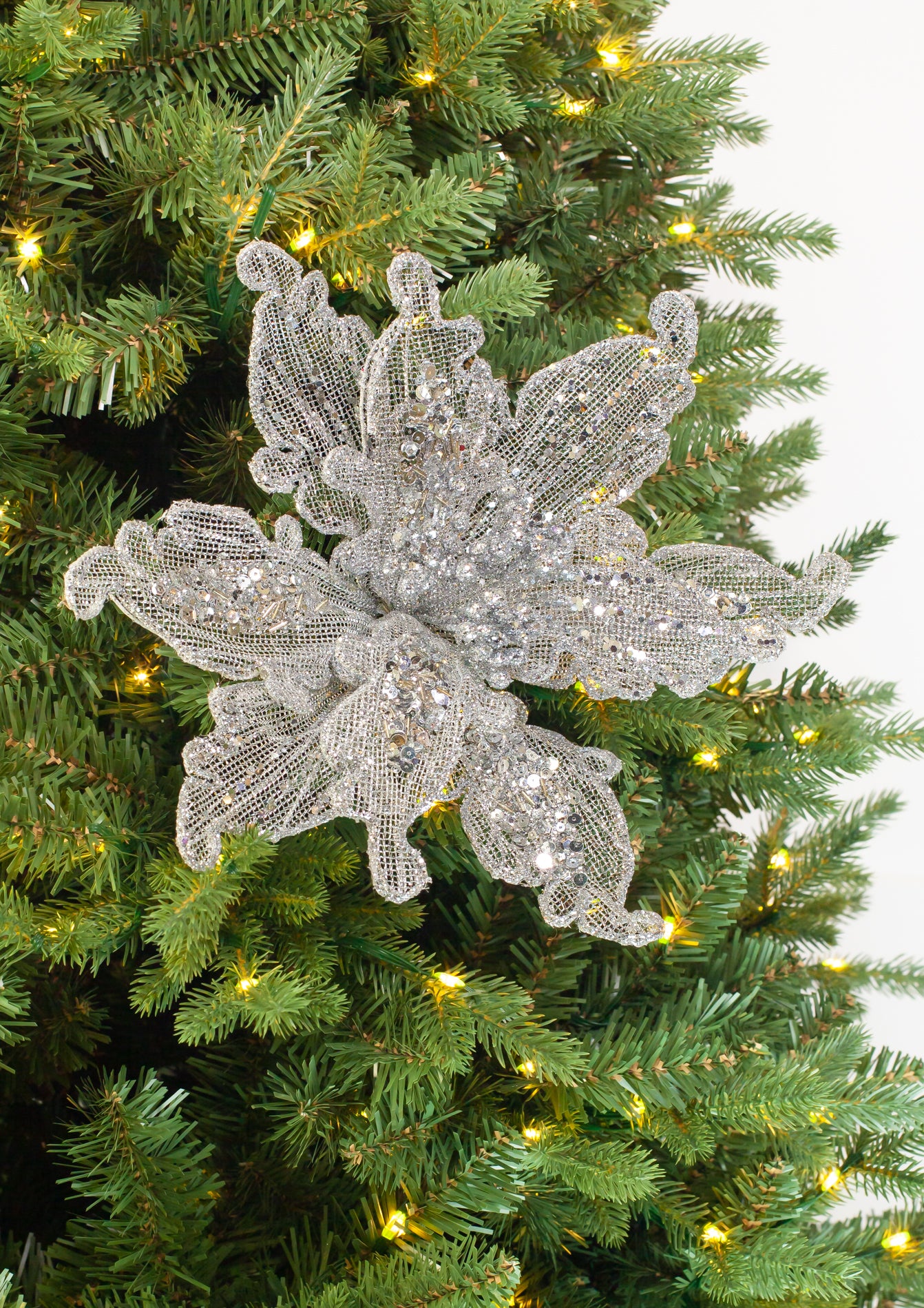 25" Gold Net Mesh Poinsettia