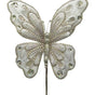 9" Platinum Glitter Butterfly Pick