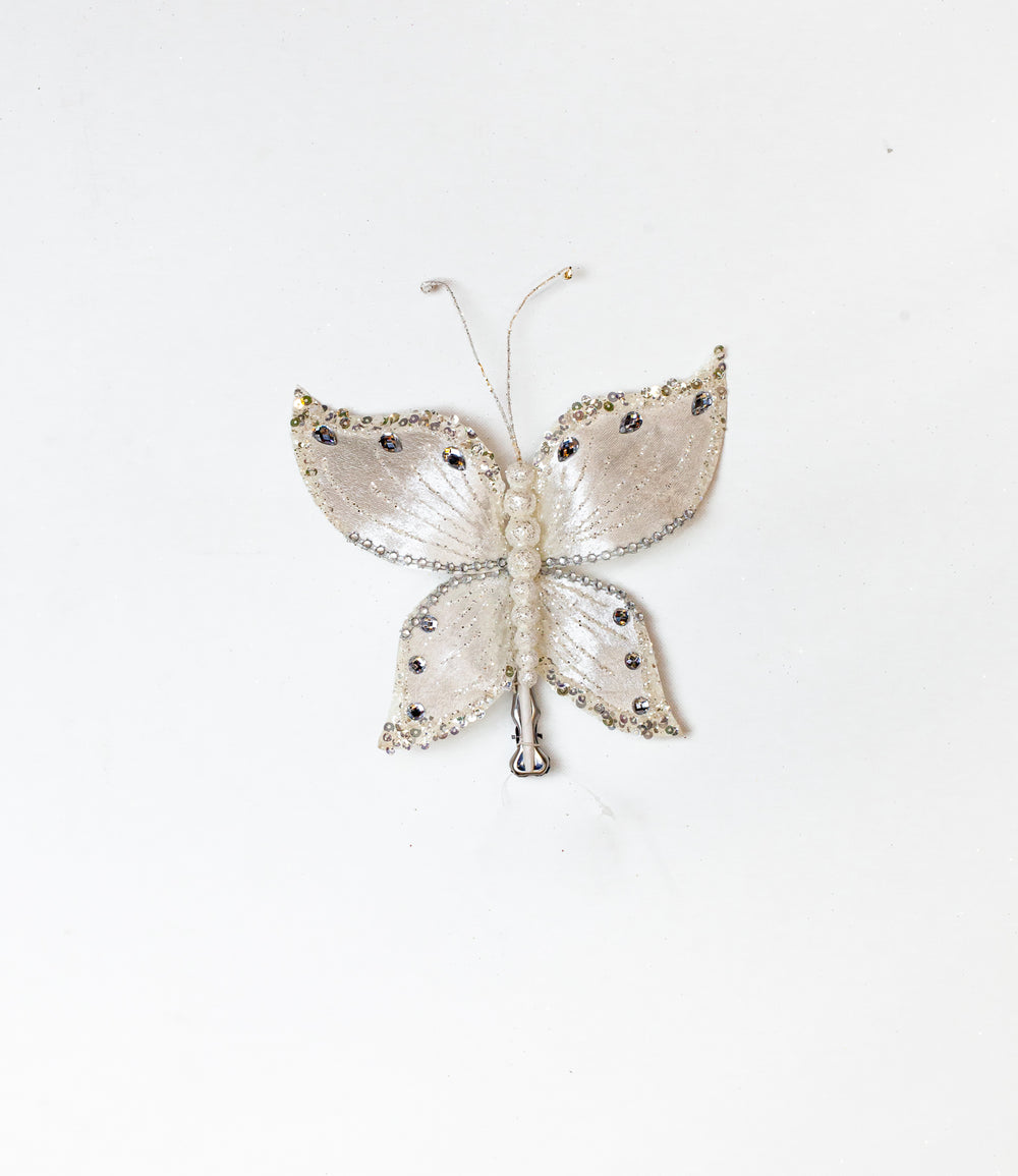 8" White Gem Butterfly