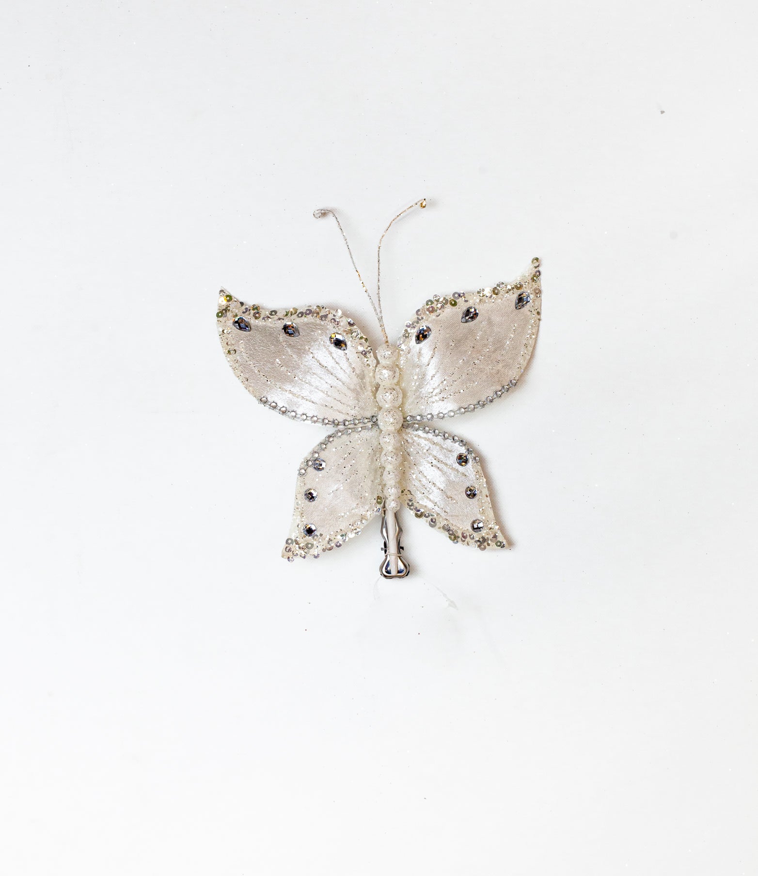 8" White Gem Butterfly