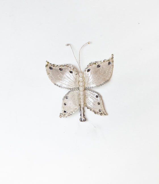 8" White Gem Butterfly