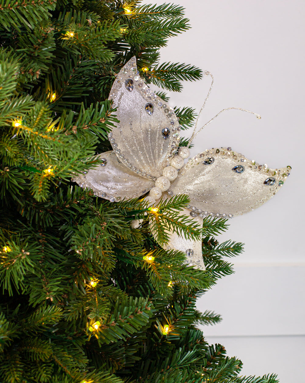 8" White Gem Butterfly