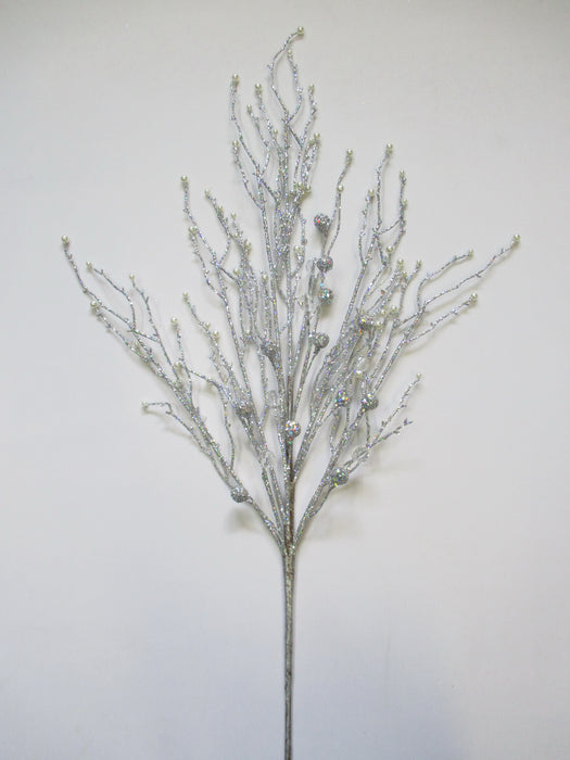 31.5" Silver Beaded Branch