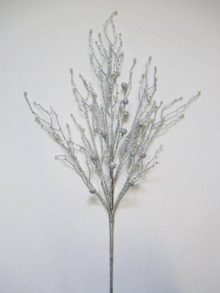 31.5" Silver Beaded Branch