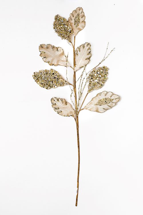 25" Sequin Leaf Branch