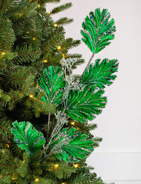 25" Sequin Leaf Branch