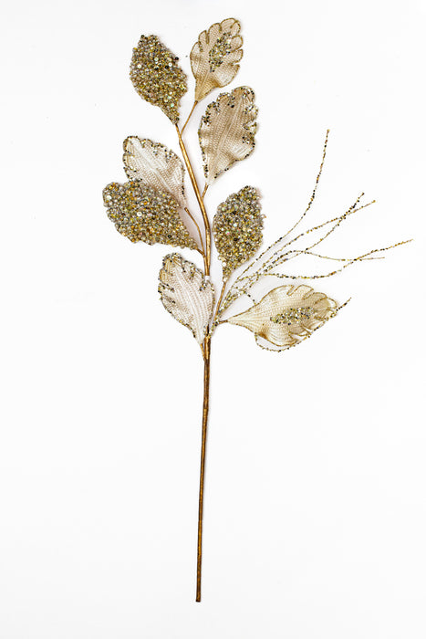 25" Sequin Leaf Branch
