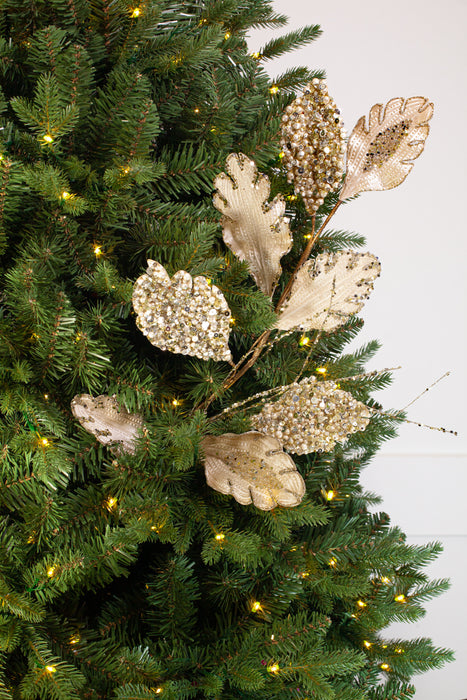 25" Sequin Leaf Branch
