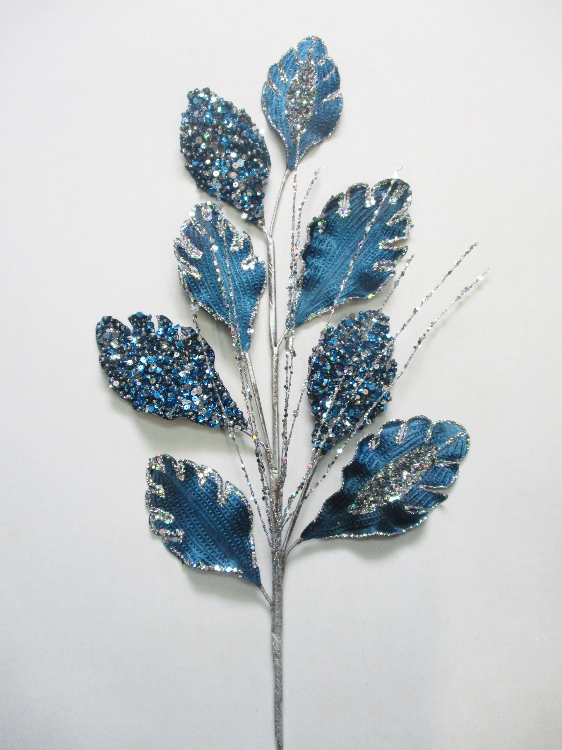 25" Sequin Leaf Branch