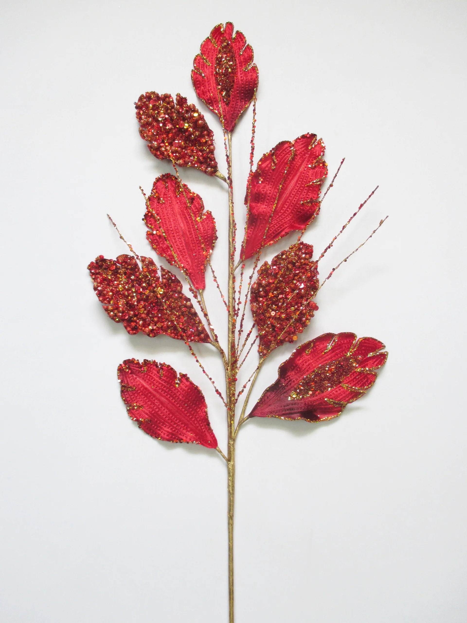 25" Sequin Leaf Branch