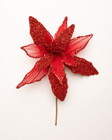 10" Red Poinsettia Cluster Pick