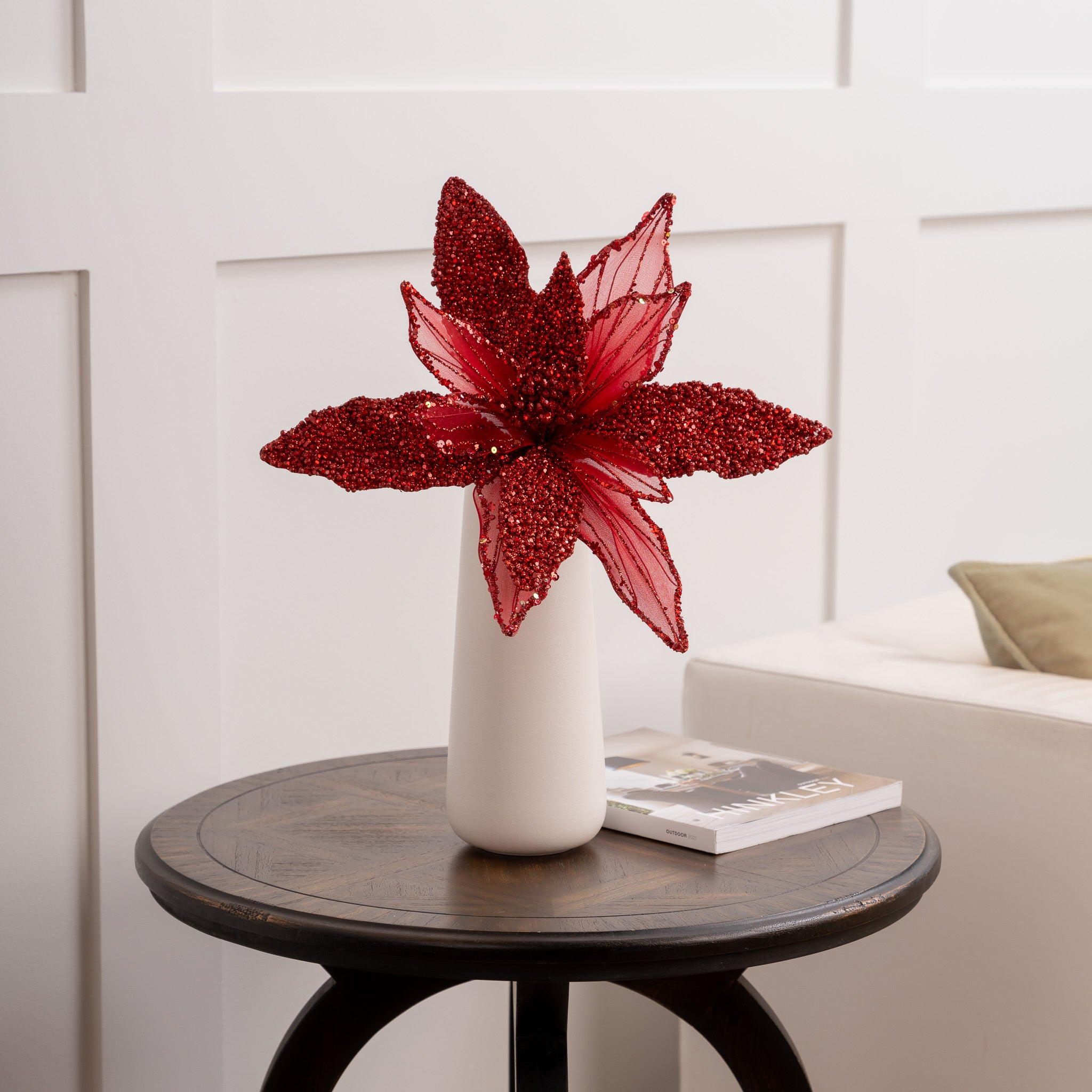 10" Red Poinsettia Cluster Pick