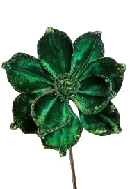 8" Green Velvet Magnolia Stem
