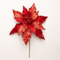 14" Red Glitter Poinsettia Pick