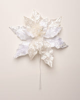 14" Red Glitter Poinsettia Pick