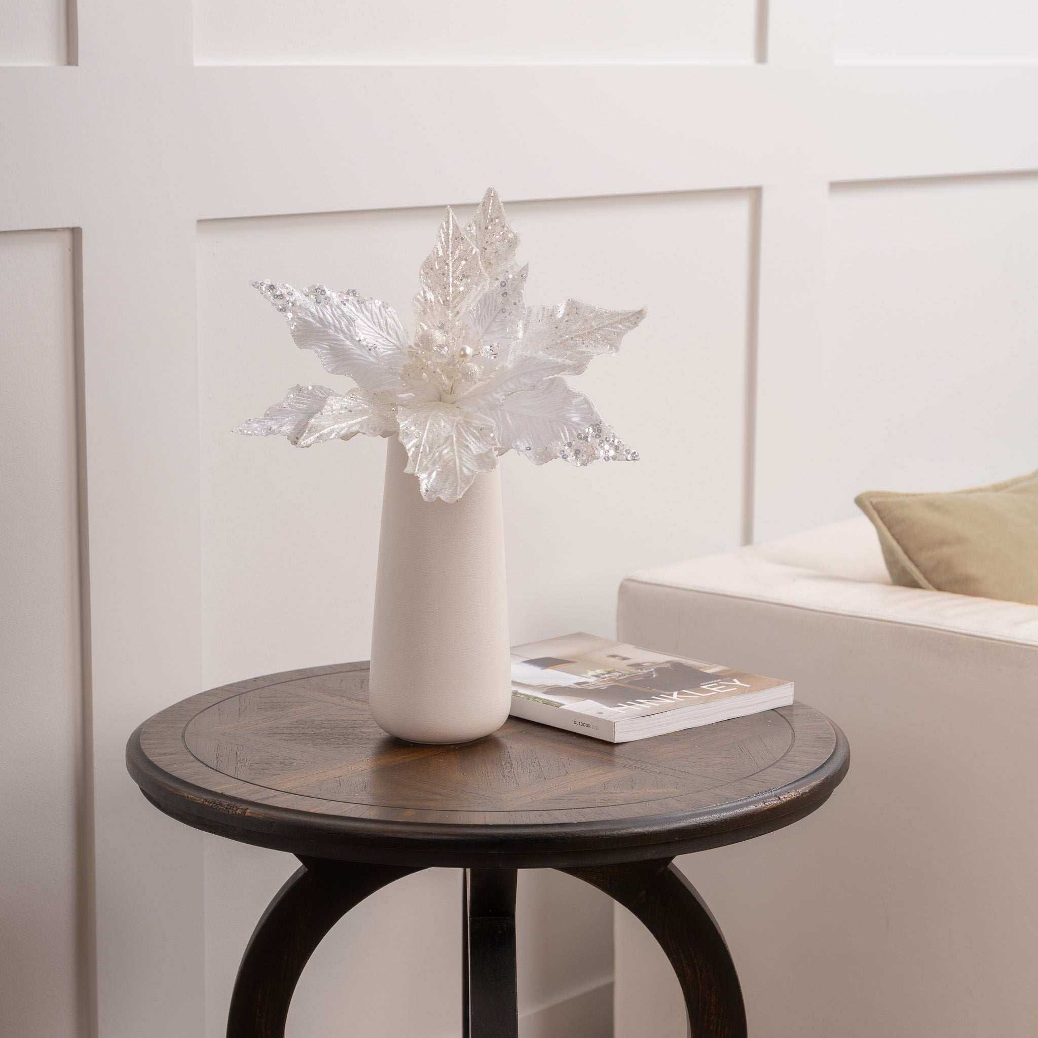 14" Red Glitter Poinsettia Pick