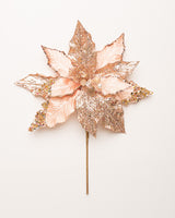 14" Red Glitter Poinsettia Pick