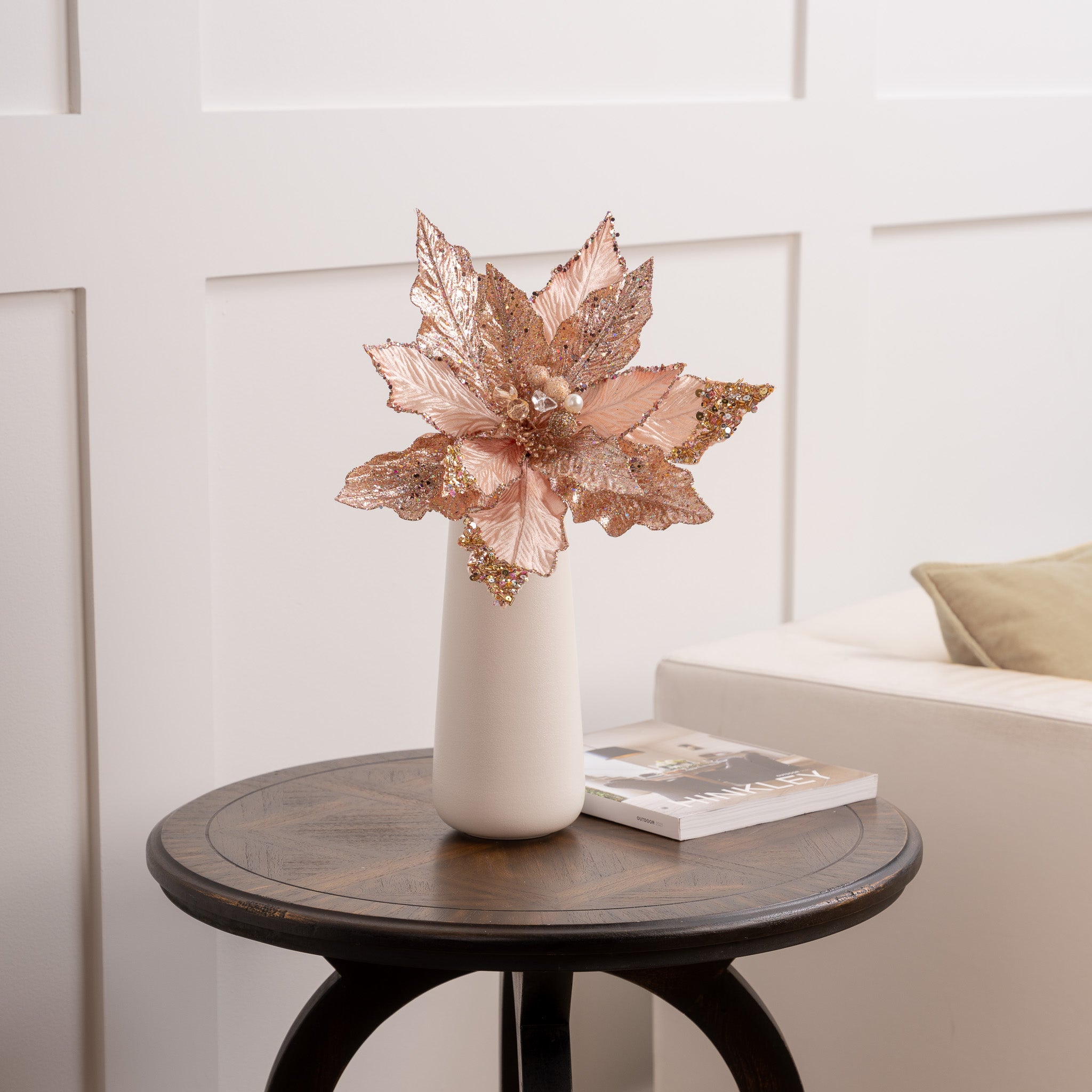 14" Red Glitter Poinsettia Pick