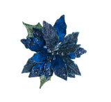 18" Blue & Grey Poinsettia Stem