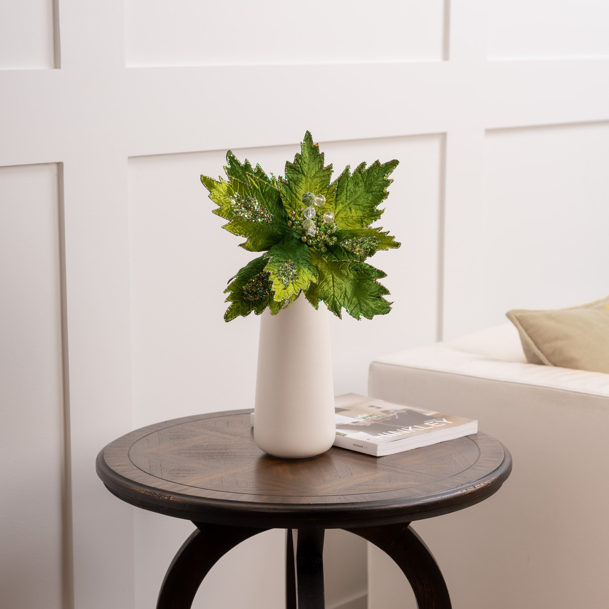 17" Green Velvet Poinsettia