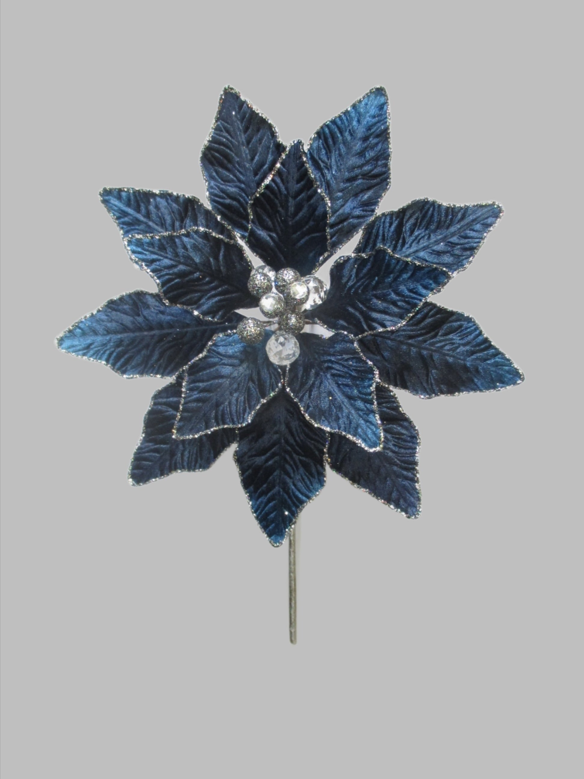 9" Velvet Poinsettia Pick