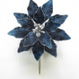 9" Midnight Blue Poinsettia Pick