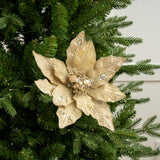 12" Glitter Poinsettia Pick