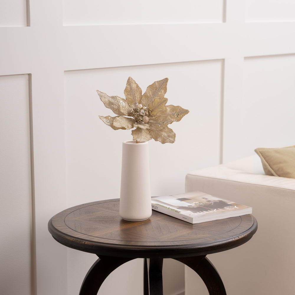 12" Glitter Poinsettia Pick