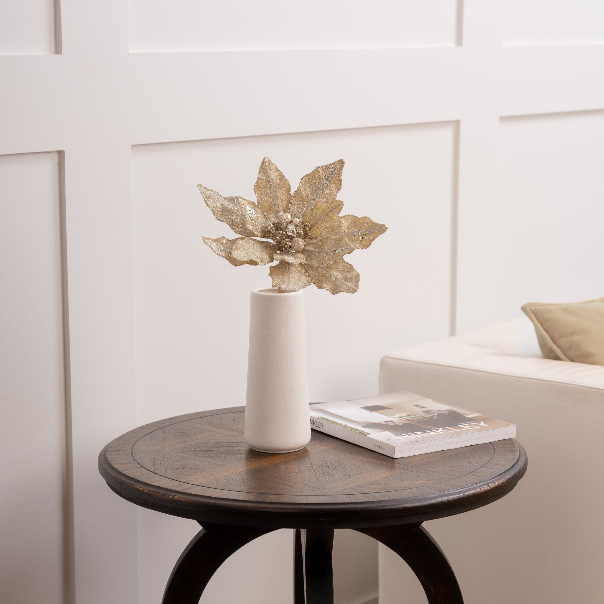 12" Glitter Poinsettia Pick