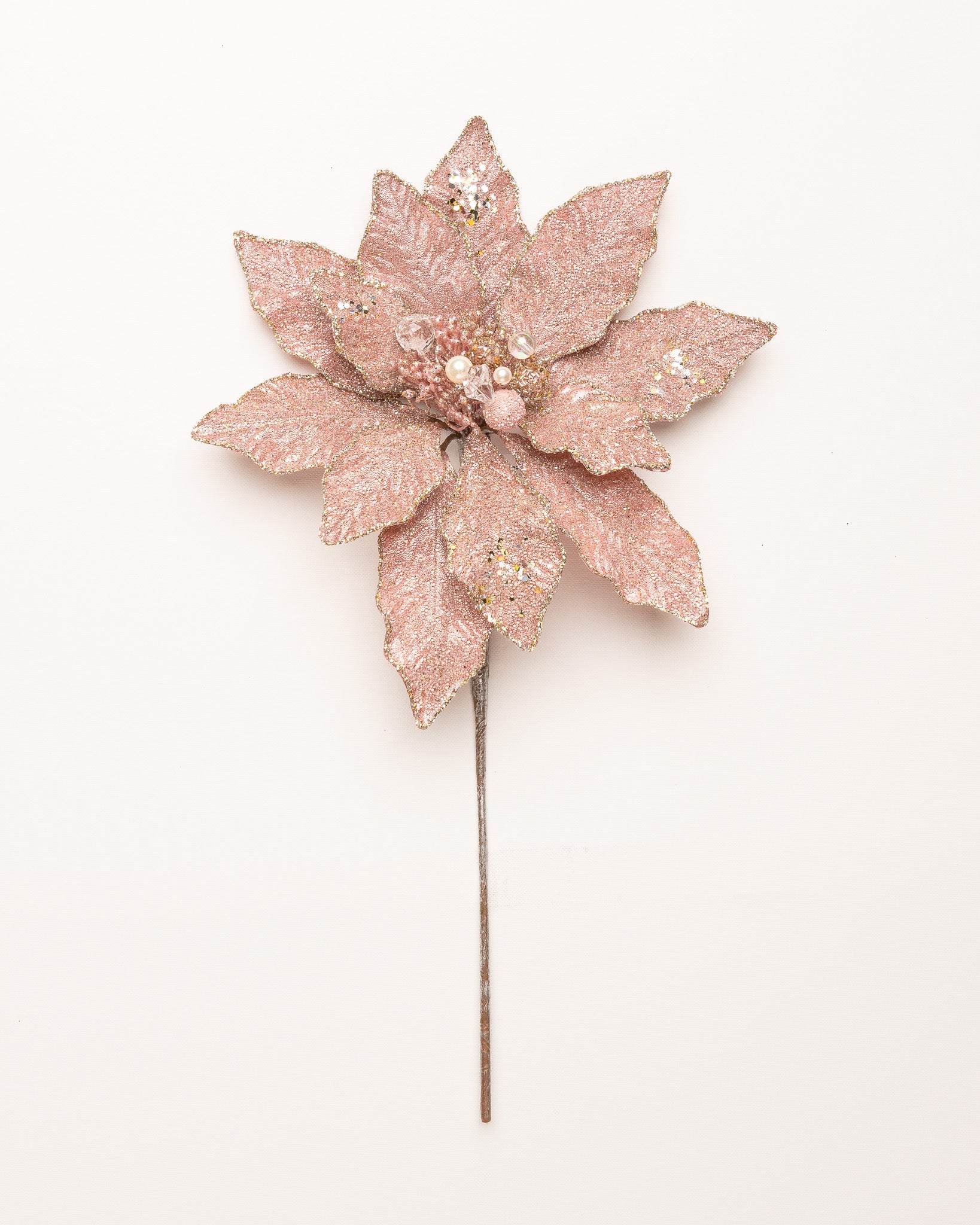12" Glitter Poinsettia Pick