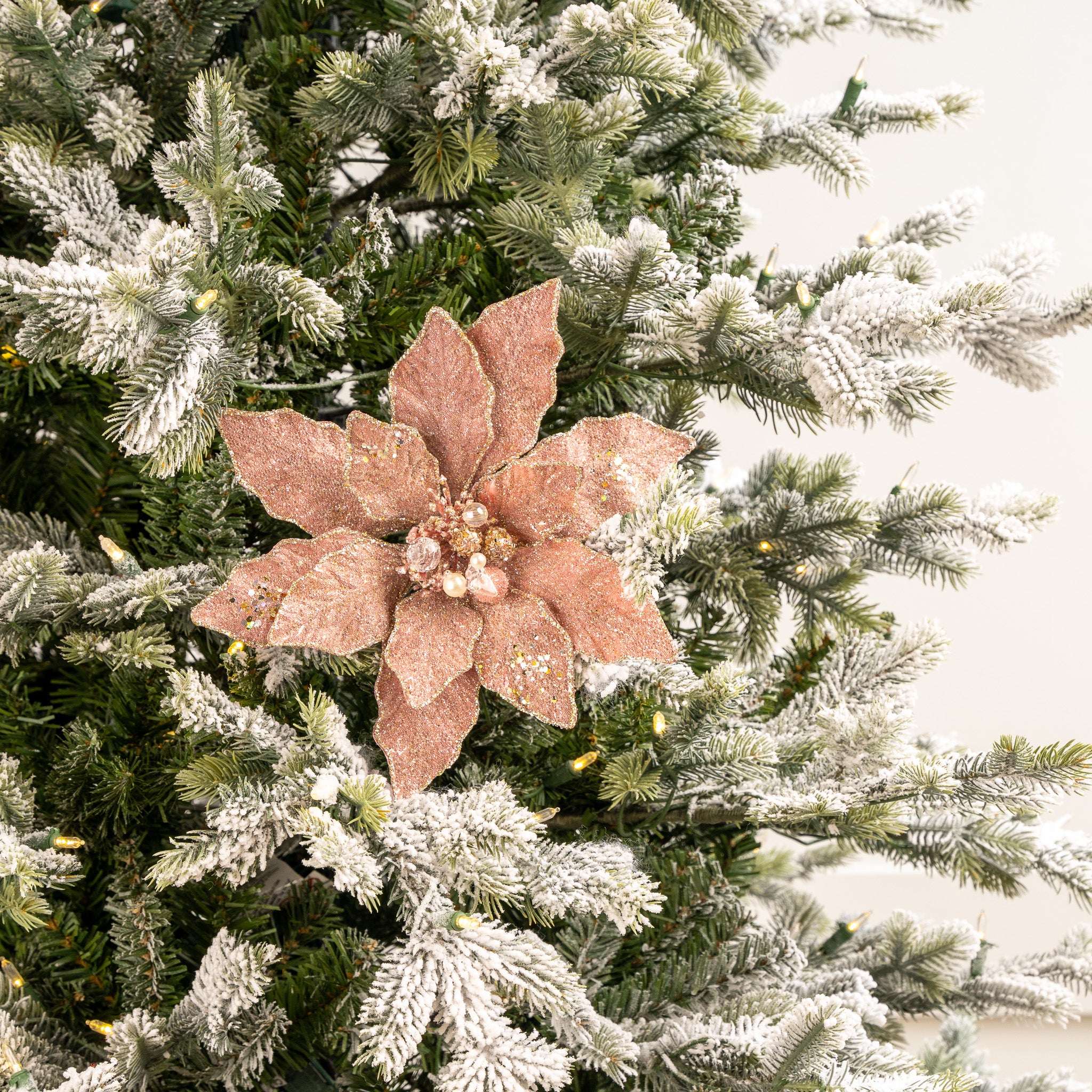 12" Glitter Poinsettia Pick