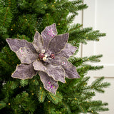 12" Glitter Poinsettia Pick