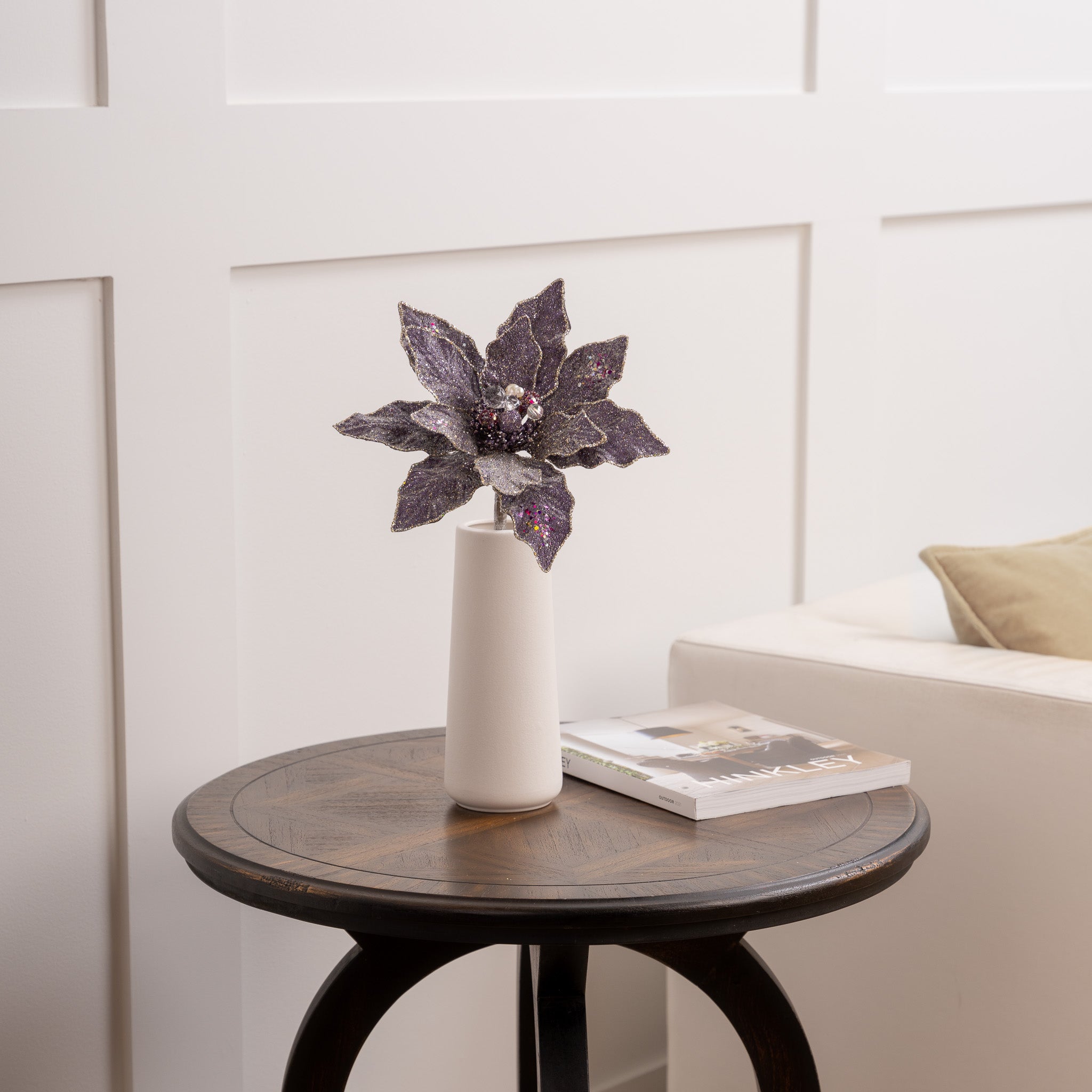 12" Glitter Poinsettia Pick