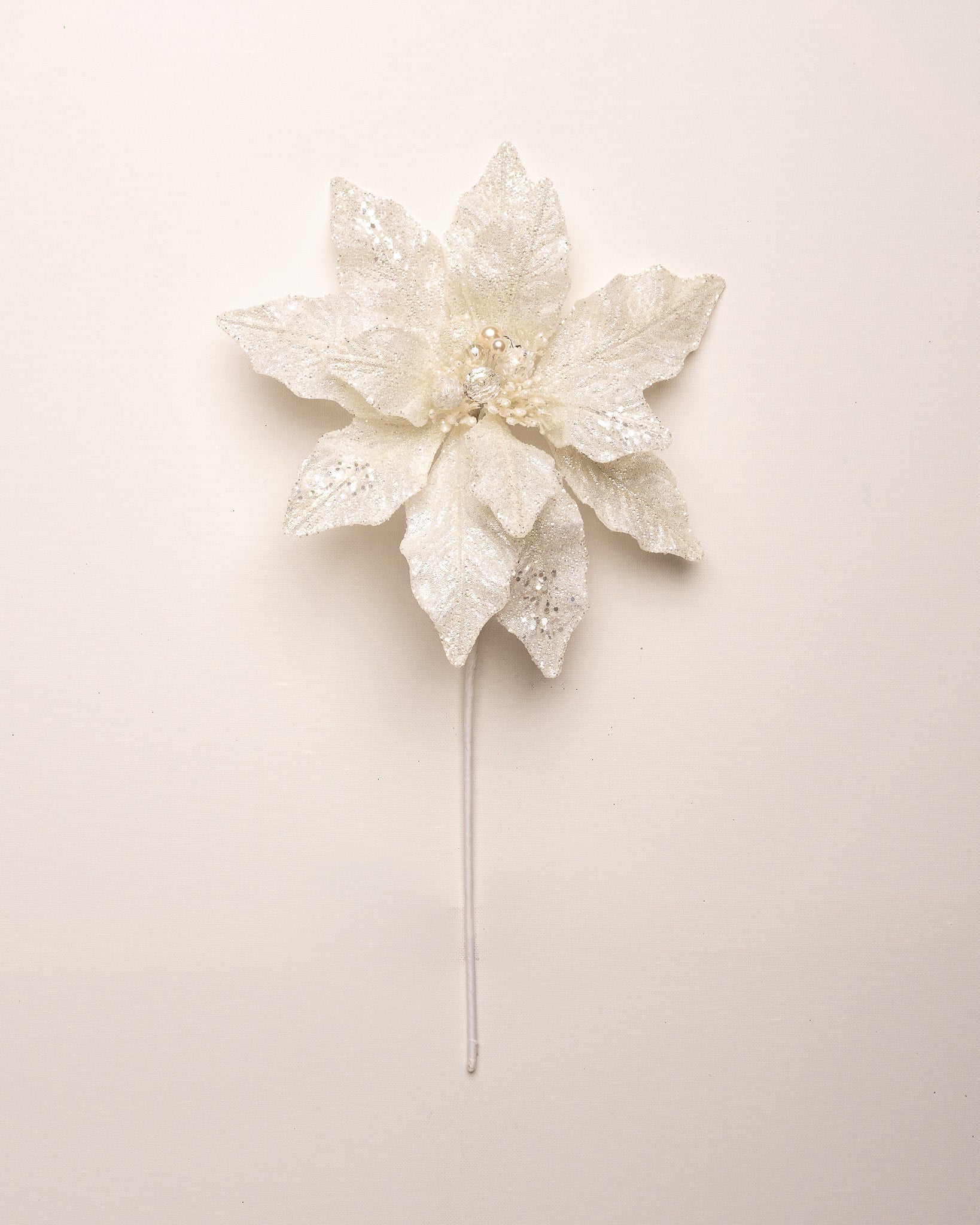 12" Glitter Poinsettia Pick