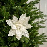 12" Glitter Poinsettia Pick