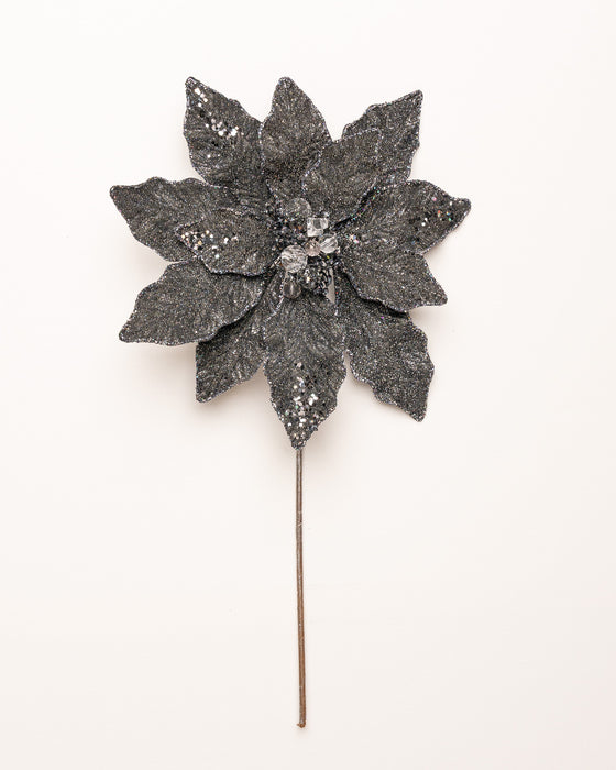 12" Champagne Glitter Poinsettia Pick