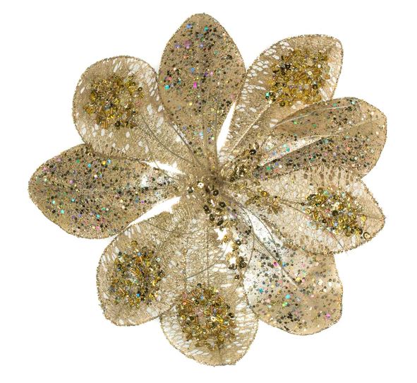 14" Sheer Poinsettia Pick